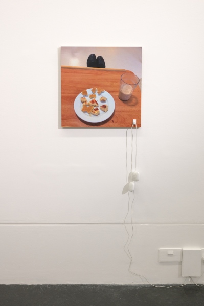 It&amp;rsquo;s you it&amp;rsquo;s you it&amp;rsquo;s you (2017)&amp;nbsp;variable dimensions (image 500 x 500 x 70mm) C-type print mounted on 18mm ply, sleep therapy pillow speakers, self-adhesive plastic hook (white) Audio '...In another such interactive work a pair of small sleep therapy pillow speakers play a rendition recorded on a mobile phone of an Irish country easy listening song made famous by Joe Dolan; It's You It's You, It&amp;rsquo;s You, (the title of the work). Wires belonging to the speakers hang over a self-adhesive plastic hook attached to a photograph depicting an image of a tray with uneaten pancake and a glass of tea belonging to two small neatly clad feet in black shoes protruding from the far edge...' &amp;nbsp; (text extract from&amp;nbsp;Especiallyeverything: the practices of Locky Morris,&amp;nbsp;Anne Tallentire,&amp;nbsp;Once a day every day all day long, Locky Morris 2019)